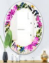 Tropical Foliage and Geometrics - Modern Round or Oval Wall Mirror - Leaves