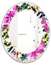 Tropical Foliage and Geometrics - Modern Round or Oval Wall Mirror - Leaves