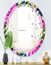 Tropical Foliage and Geometrics - Modern Round or Oval Wall Mirror - Triple C