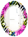 Tropical Foliage and Geometrics - Modern Round or Oval Wall Mirror - Triple C
