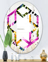 Tropical Foliage and Geometrics - Modern Round or Oval Wall Mirror - Hexagon Star