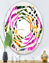 Tropical Foliage and Geometrics - Modern Round or Oval Wall Mirror - Whirl