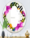 Tropical Foliage and Geometrics - Modern Round or Oval Wall Mirror - Quatrefoil