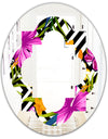 Tropical Foliage and Geometrics - Modern Round or Oval Wall Mirror - Quatrefoil
