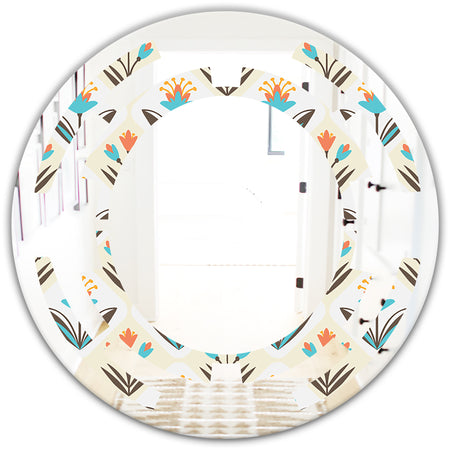 Pattern with floral ornament - Cottage Round or Oval Wall Mirror - Space