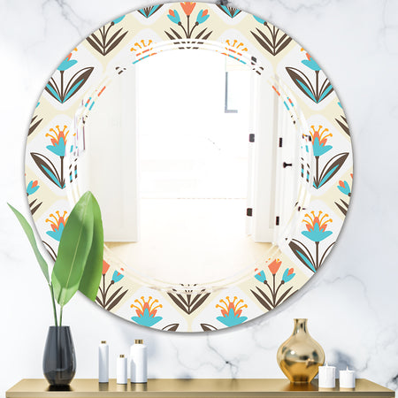 Pattern with floral ornament - Cottage Round or Oval Wall Mirror - Triple C