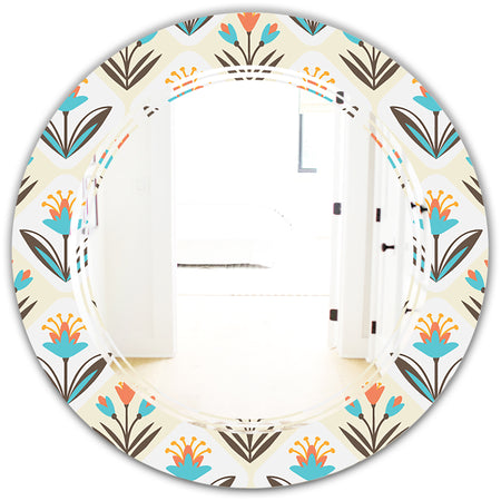 Pattern with floral ornament - Cottage Round or Oval Wall Mirror - Triple C