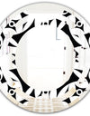 Monochrome Geometric Pattern VII - Modern Round or Oval Wall Mirror - Space