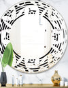 Monochrome Geometric Pattern VII - Modern Round or Oval Wall Mirror - Wave