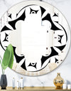 Monochrome Geometric Pattern VII - Modern Round or Oval Wall Mirror - Quatrefoil
