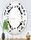 Monochrome Geometric Pattern VII - Modern Round or Oval Wall Mirror - Space