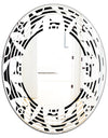 Monochrome Geometric Pattern VII - Modern Round or Oval Wall Mirror - Wave