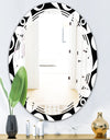 Monochrome Geometric Pattern VII - Modern Round or Oval Wall Mirror - Triple C