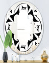 Monochrome Geometric Pattern VII - Modern Round or Oval Wall Mirror - Quatrefoil
