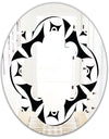 Monochrome Geometric Pattern VII - Modern Round or Oval Wall Mirror - Quatrefoil