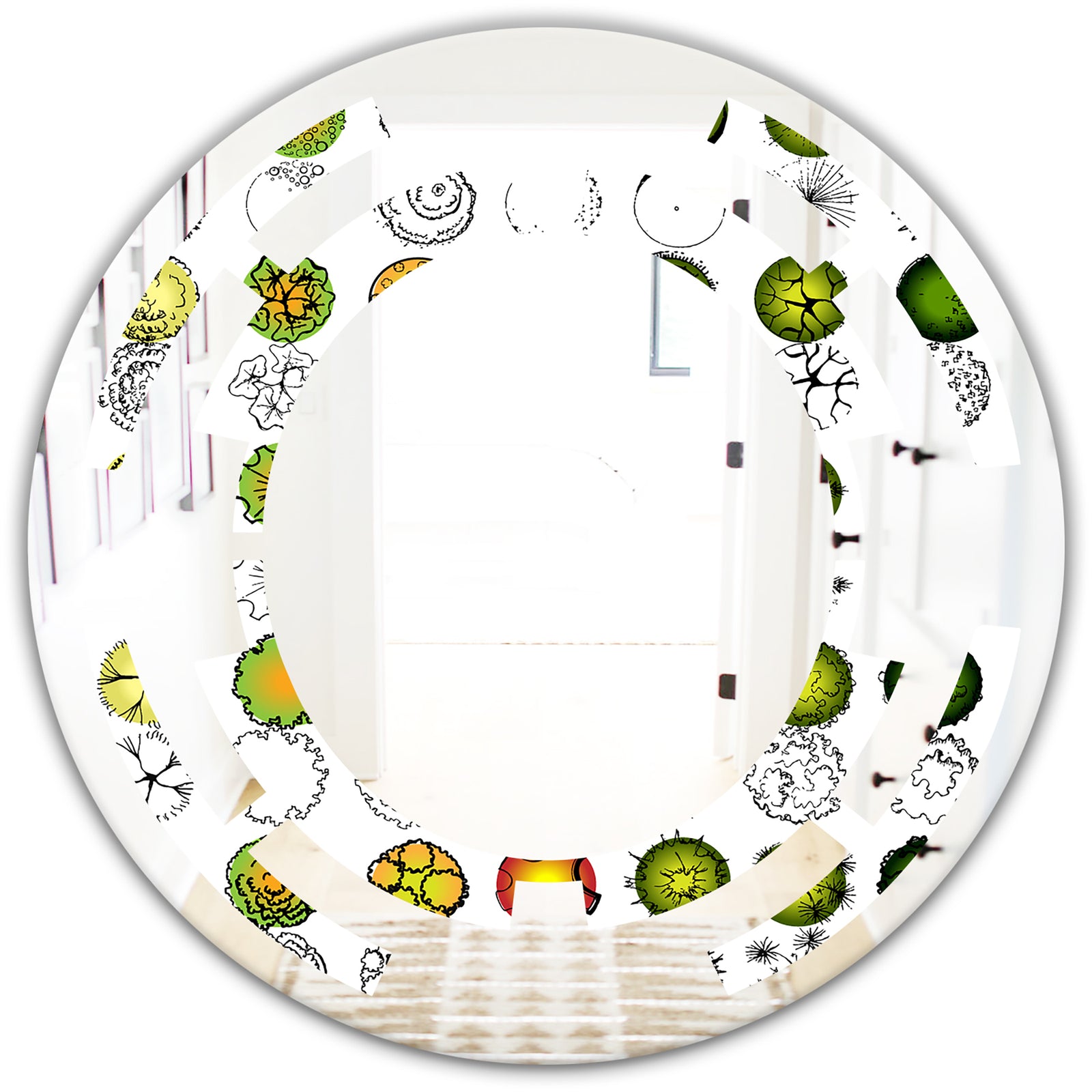 Retro Tree Top Design - Modern Round or Oval Wall Mirror - Space
