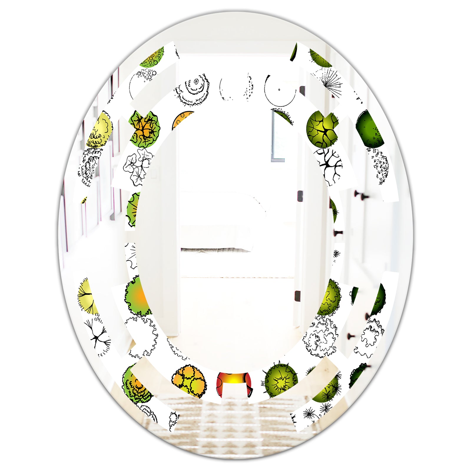 Retro Tree Top Design - Modern Round or Oval Wall Mirror - Space