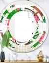 Tropical Cooconut and Jungle Flowers - Modern Round or Oval Wall Mirror - Space
