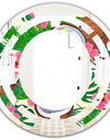 Tropical Cooconut and Jungle Flowers - Modern Round or Oval Wall Mirror - Space