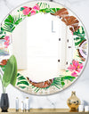 Tropical Cooconut and Jungle Flowers - Modern Round or Oval Wall Mirror - Leaves