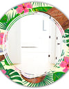 Tropical Cooconut and Jungle Flowers - Modern Round or Oval Wall Mirror - Triple C