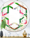 Tropical Cooconut and Jungle Flowers - Modern Round or Oval Wall Mirror - Hexagon Star