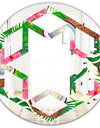 Tropical Cooconut and Jungle Flowers - Modern Round or Oval Wall Mirror - Hexagon Star