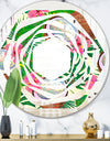 Tropical Cooconut and Jungle Flowers - Modern Round or Oval Wall Mirror - Whirl