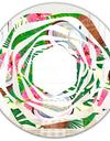 Tropical Cooconut and Jungle Flowers - Modern Round or Oval Wall Mirror - Whirl