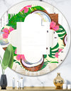 Tropical Cooconut and Jungle Flowers - Modern Round or Oval Wall Mirror - Quatrefoil