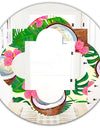 Tropical Cooconut and Jungle Flowers - Modern Round or Oval Wall Mirror - Quatrefoil