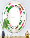 Tropical Cooconut and Jungle Flowers - Modern Round or Oval Wall Mirror - Space