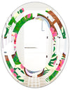 Tropical Cooconut and Jungle Flowers - Modern Round or Oval Wall Mirror - Space