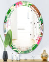 Tropical Cooconut and Jungle Flowers - Modern Round or Oval Wall Mirror - Triple C