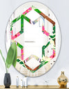 Tropical Cooconut and Jungle Flowers - Modern Round or Oval Wall Mirror - Hexagon Star