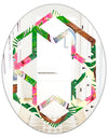 Tropical Cooconut and Jungle Flowers - Modern Round or Oval Wall Mirror - Hexagon Star