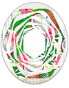 Tropical Cooconut and Jungle Flowers - Modern Round or Oval Wall Mirror - Whirl