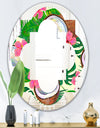 Tropical Cooconut and Jungle Flowers - Modern Round or Oval Wall Mirror - Quatrefoil