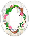Tropical Cooconut and Jungle Flowers - Modern Round or Oval Wall Mirror - Quatrefoil