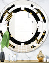 Gold Retro Circular Pattern - Modern Round or Oval Wall Mirror - Space