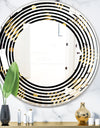 Gold Retro Circular Pattern - Modern Round or Oval Wall Mirror - Wave