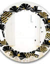 Gold Retro Circular Pattern - Modern Round or Oval Wall Mirror - Leaves