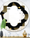Gold Retro Circular Pattern - Modern Round or Oval Wall Mirror - Quatrefoil