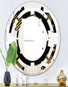 Gold Retro Circular Pattern - Modern Round or Oval Wall Mirror - Space