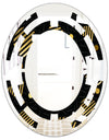 Gold Retro Circular Pattern - Modern Round or Oval Wall Mirror - Space