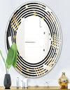 Gold Retro Circular Pattern - Modern Round or Oval Wall Mirror - Wave