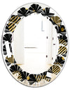 Gold Retro Circular Pattern - Modern Round or Oval Wall Mirror - Leaves