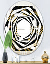 Gold Retro Circular Pattern - Modern Round or Oval Wall Mirror - Whirl