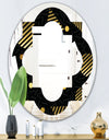 Gold Retro Circular Pattern - Modern Round or Oval Wall Mirror - Quatrefoil