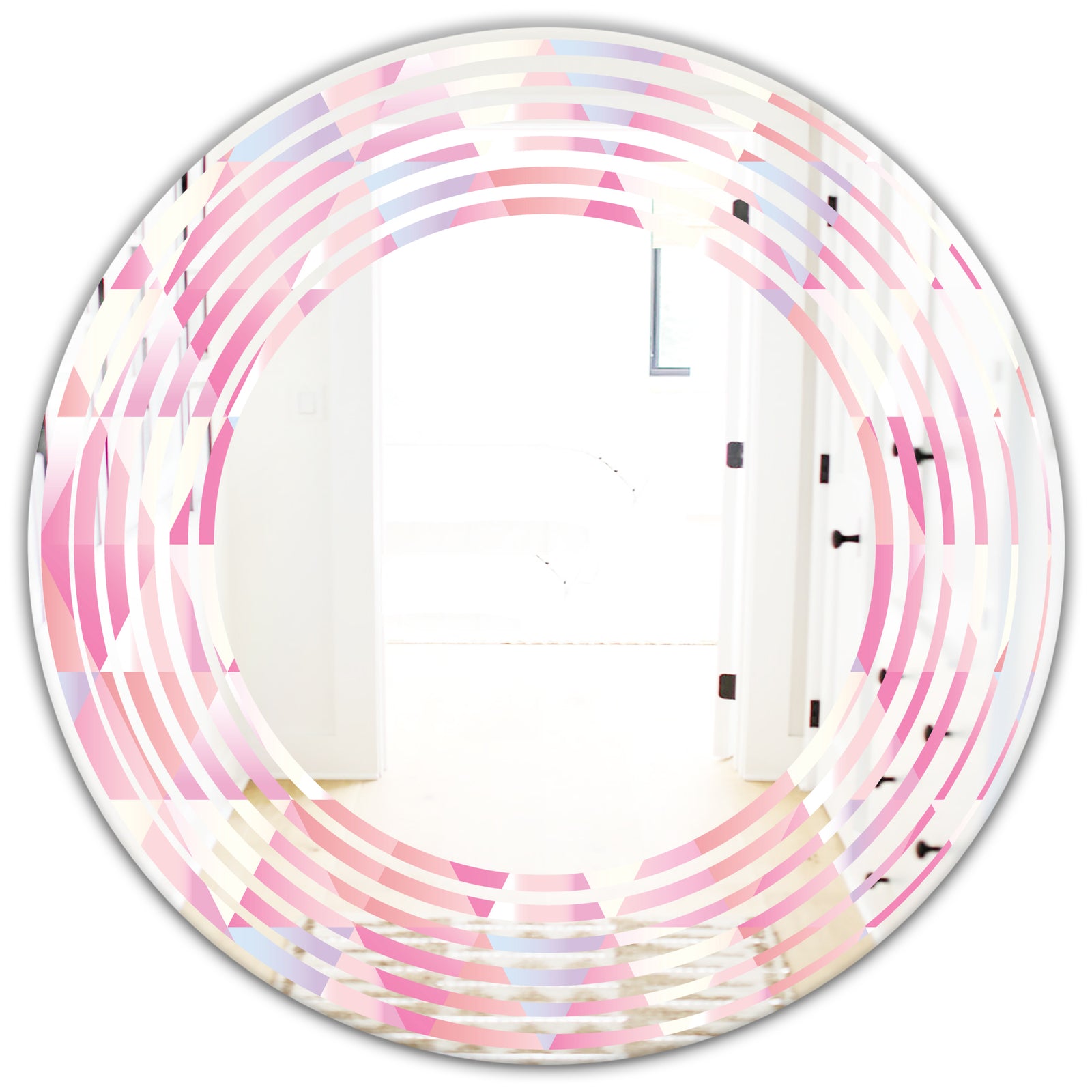 Diamond Retro VI - Modern Round or Oval Wall Mirror - Wave